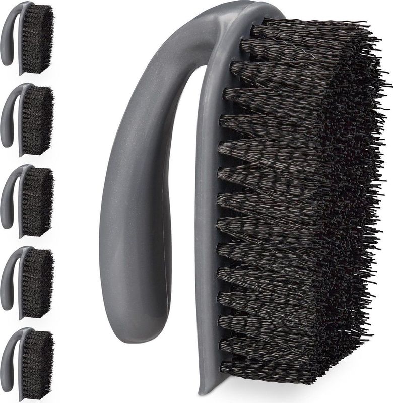 Handborstel - Grijs - Set van 6 - Harde Haren - Met Greep - Schrobber - Badkamer en Keuken