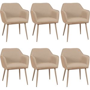 Bronx71® Scandinavische eetkamerstoel Elin taupe gerecyclede stof - Eetkamerstoelen set van 6