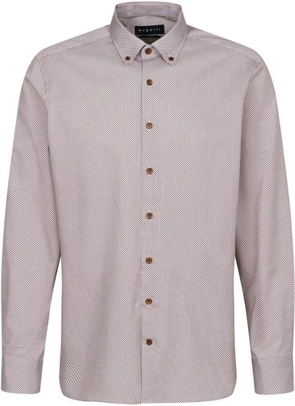 bugatti Vrijetijdshemd voor heren, 1:1 mouw, bruin, M