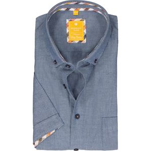 Redmond modern fit overhemd - korte mouw - Oxford - blauw - Strijkvriendelijk - Boordmaat: 41/42