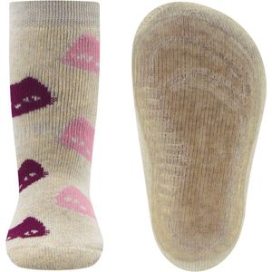 Ewers Antislipsok - Poezenhoofden Roze & Pruimpaars - Ecru/Beige - maat 31/34