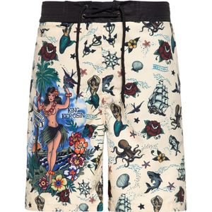 King Kerosin Designer-Badeshorts Honolulu Hawaii Ecru-3XL