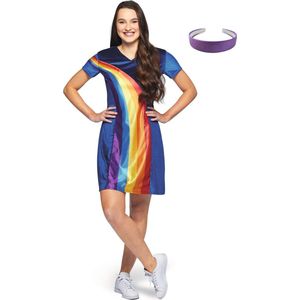 K3 jurk regenboog volwassen verkleedjurk + haarband