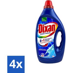 4 x Dixan - Vloeibaar Wasmiddel en Vlekverwijderaar - Gekleurde Was - Fresh Ocean - 35 Wasbeurten - Wasmiddel - Vlekkenverwijderaar - Gekleurde Was - Frisse Geur - Dixan Fresh Ocean