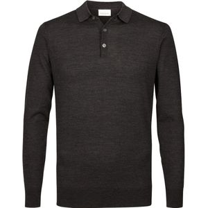 Profuomo - Polo Lange Mouw - Bruin - Normale Fit - Wol