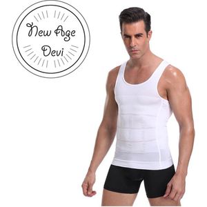 New Age Devi - Corrigerend Hemd - Mannen - Wit - Medium - Ondersteuning - Body Buik - Shapewear Shirt - Correctie Hemd - Buik weg - Buik verbergen - Strak lichaam