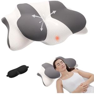 Ergonomisch Halskussen voor Nekpijn met Afneembare Hoezen en Oogmasker - Orthopedisch Traagschuim Kussen voor Slapers