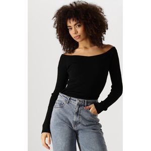 Catwalk Junkie Rib V-neck Knit Tops & T-shirts Dames - Shirt - Zwart - Maat 40