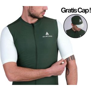 Queciao Fietsshirt + Gratis Cap! – Olijfgroen – Korte Mouwen