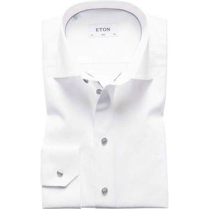 Eton overhemd wit Slim Fit grijze details