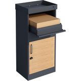 4gardenz® Pakketbrievenbus XL met Slot - Staande Pakketbox - Antraciet met Houtlook