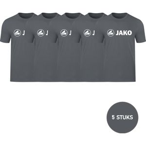 Jako T-Shirt - Promo - Sportshirt Heren - Maat L/XL - 5 stuks - Grijs - Katoen - T Shirt Heren