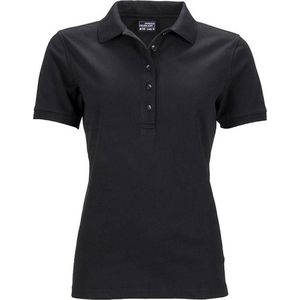 James and Nicholson Dames/dames Elastisch Pique Poloshirt (Zwart)