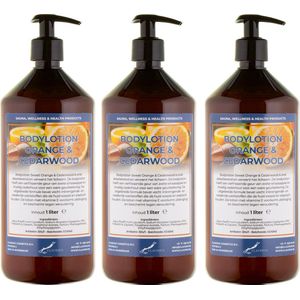 Bodylotion Sweet Orange & Cedarwood 1 Liter - met gratis pomp - set van 3 stuks