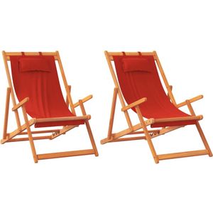 vidaXL - Strandstoelen - 2 - st - inklapbaar - stof - rood