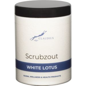 Scrubzout White Lotus in handige pot - 1250 gram - met zwarte deksel - Hydraterende Lichaamsscrub