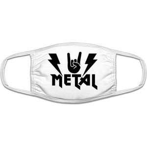 Metal mondkapje | muziek | gezichtsmasker | bescherming | bedrukt | logo | Wit mondmasker van katoen, uitwasbaar & herbruikbaar. Geschikt voor OV
