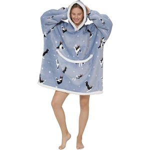 Oversized hoodie-deken met mouwen - voor dames en heren - sherpa - behaaglijke dekentrui - XXL dekenhoodie - knuffelhoodie - hond