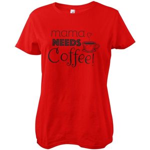 Hybris Mama Needs Coffee! Girly Tee Damen T-Shirt Red-S