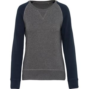 Sweatshirt Dames L Kariban Ronde hals Lange mouw Grey Heather / Navy 80% Katoen, 20% Polyester