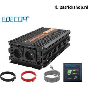 EDECOA - Omvormer - 2500 W - 12 V naar 230 V - Met Afstandsbediening - 2 USB-poorten - 2 EU Stopcontacten