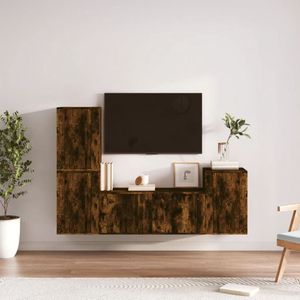 The Living Store Televisiekastenset - Gerookt eiken - 1x tv-meubel- 100x34.5x40cm - 3x tv-meubel- 40x34.5x60cm
