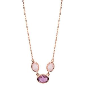 Zilver Rosé Verguld Collier amethyst+roze kw 0 2401031
