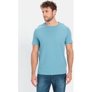 camel active T-Shirt Basic T-shirt with round neck in organic cotton - Maat menswear-M - Licht Blauw
