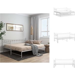 vidaXL Bedbank Sleeper - Wit - 206x184.5x91.5 cm - Geschikt voor 90x200 cm matras - Stevige metalen constructie - Bed