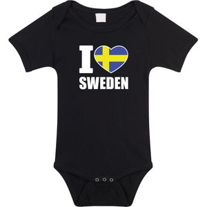 I love Sweden baby rompertje zwart jongens en meisjes - Kraamcadeau - Babykleding - Zweden landen romper 68