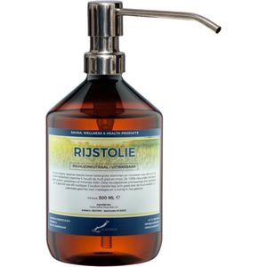 Rijstolie 500 ml met zilveren pomp - 100% natuurlijk - biologisch en koud geperst