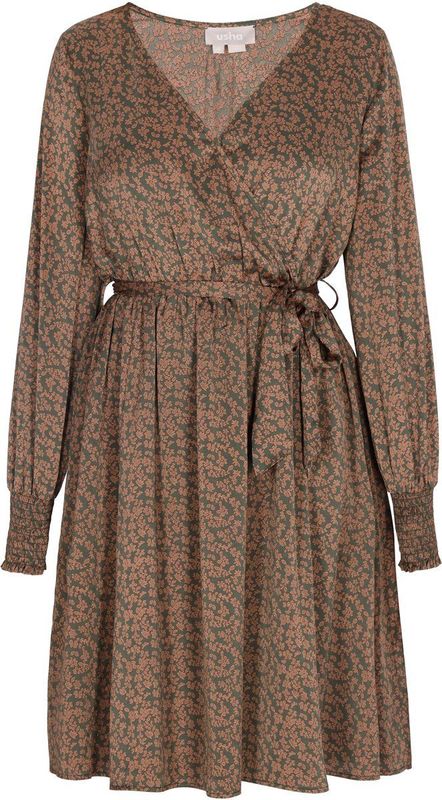 Usha - Cocktailjurk - V-Ausschnitt - Geraffte Rock