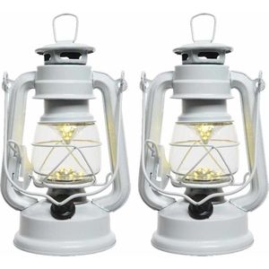 Set van 3x stuks witte LED licht stormlantaarn 25 cm - Campinglamp/campinglicht - Warm witte LED lamp
