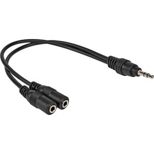 Jack splitter kabel - 3.5 mm - 0.2 meter - Zwart - Allteq