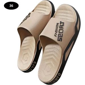 Nivard Badslippers Dames & Heren - Comfortabel - Flip Flops - Sauna - Zomer - Beige - Maat 36