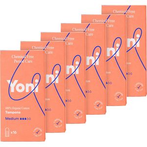 Yoni Tampons - Medium - 100% Biologisch Katoenen - 6x16 - 96 stuks