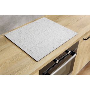 Inductiebeschermer - Witte Stenenmuur - 60x50 cm - Inductiebeschermer - Inductie Afdekplaat Kookplaat - Inductie Mat - Anti-Slip - Keuken Decoratie - Keuken Accessoires