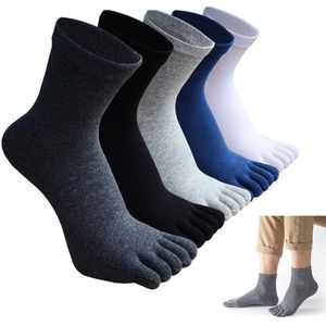 Teensokken - 5 Paar - Herensokken met 5 Tenen - Zwart Wit Lichtgrijs Donkergrijs Marineblauw