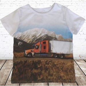 Kinder t-shirt met vrachtwagen LOO4 -s&C-122/128-t-shirts jongens