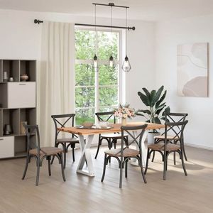 vidaXL - Eettafel - met - natuurlijke - rand - 180x80x74 - cm - eikenhout - lichtbruin