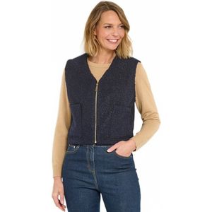 Mouwloos vest met rits en wollen touch