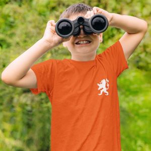 Oranje EK WK Koningsdag T-shirt Kind White Lion Chest (9-11 jaar - MAAT 134/140) | Oranje WK Kleding Kinderen