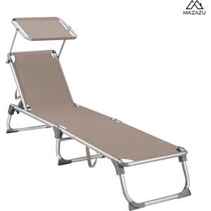 MIRA Home - Ligstoel - Ligstoel met zonnescherm - Tuin - Opvouwbaar ligbed - 55x193x31