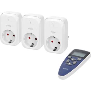 Draadloze schakelaar set max. afstand 30 meter - Stopcontact 3x met afstandsbediening - Schakelset voor binnen max. 3680 Watt - Wit