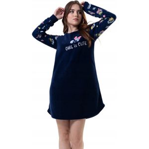Warme fleece nachthemd voor dames van Vienetta- marineblauw S