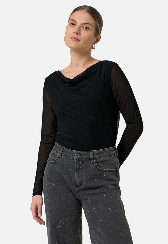 comma - T-Shirt - Mesh - Lange Mouwen