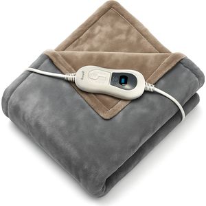 Goliving - Elektrische Fleece Deken - Lichtgrijs - 160x120 cm - 3 Warmtestanden - Machinewasbaar