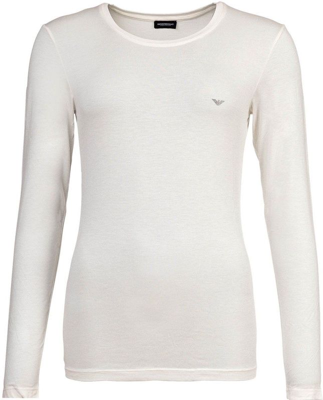 Emporio Armani - Shirt - Wit - Lange Mouw - Normale Pasvorm