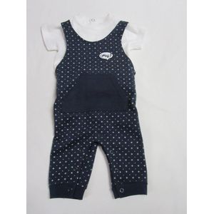 wiplala, salopette + t shirt , kledingset , marine / wit , 1 maand  56