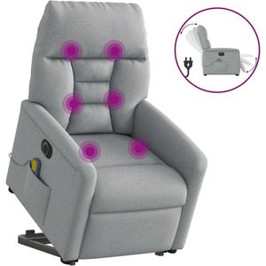 vidaXL Sta-op-massagestoel - Lichtgrijs - Stof - Elektrisch Verstelbaar